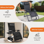 DUMOS Set of 2 Zero Gravity Chair, Reclining Camping Lounge Chair for Outdoor, Reclining Patio Chairs with Cup Holder Trays and Removable Cushion, Folding Recliner for Indoor, Black