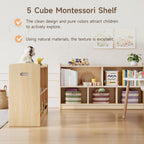 ONBRILL 2-Tier Wood Montessori Cabinet for Kids, Toddler Room Book Shelves Toy Organizers and Storage, Small Book Shelf Storage for Baby Children, Furniture of Classroom, Nursery, Playroom