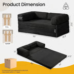 Erament Convertible Sofa Bed, Tri-Folding Mattress Queen Futon Couch Bed, Boneless Sleeper Couch Bed with Removable Armrests & Washable Cover for Guest Room, Living Room, Queen, Black