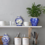 Hushee 4 Pcs Small Blue and White Vases Chinoiserie Vase Ginger Jar Porcelain Ginger Jar Chinoiserie Decor Blue and White Decor for Home Bedroom Table Centerpieces Tabletop Accent Shelf (Retro)
