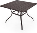 Anmutig Outdoor Dining Table with 1.6" Umbrella Hole, Picnic Table Brown Plastic Square Backyard Bistro Table Outdoor Dining Table for Garden, Poolside, Backyard