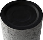 24'' Tall Round Gray Pedestal Side Table, Modern Hourglass End Table with Stone Texture, Minimalist Faux Concrete Accent Table for Living Room, Bedroom, or Patio