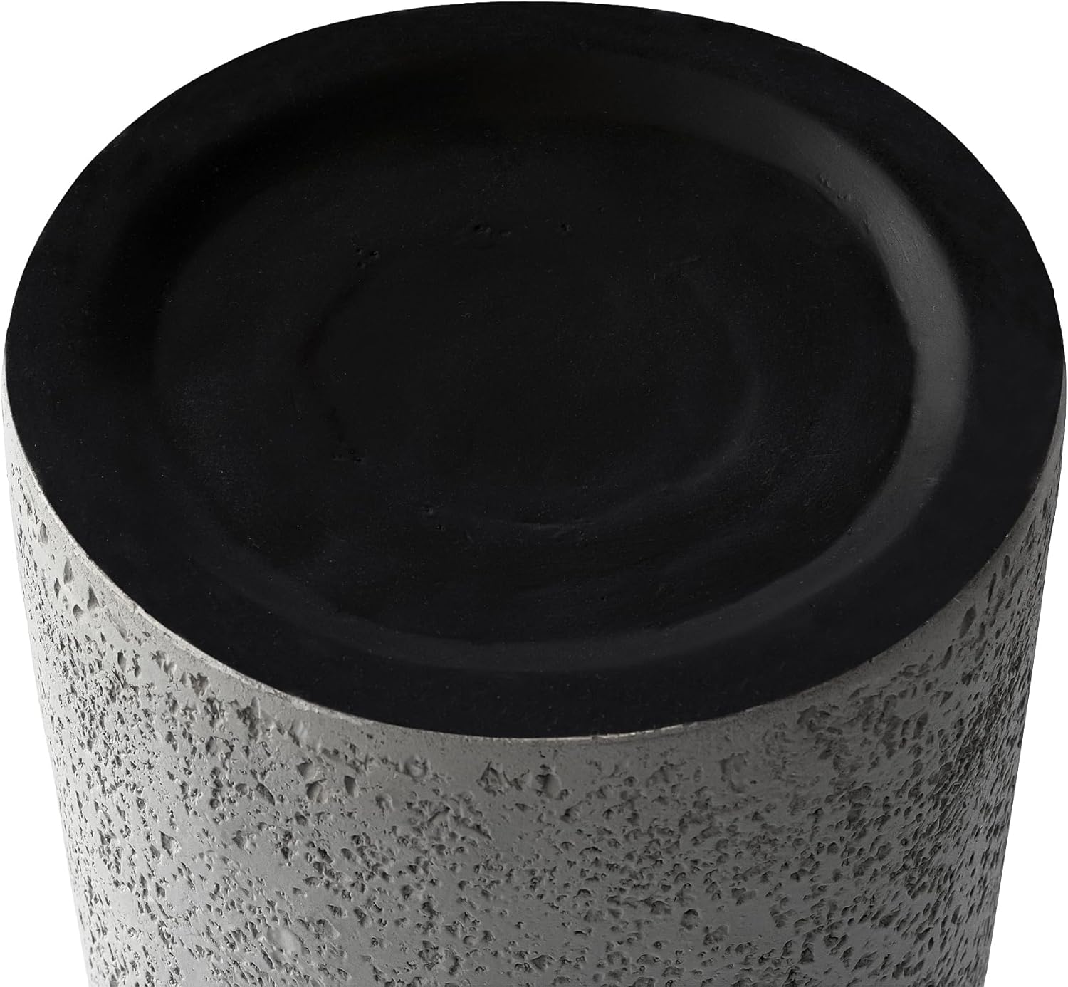 24'' Tall Round Gray Pedestal Side Table, Modern Hourglass End Table with Stone Texture, Minimalist Faux Concrete Accent Table for Living Room, Bedroom, or Patio