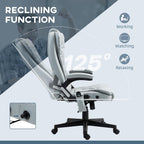 Vinsetto 6 Point Vibrating Massage Office Chair with Heat, Microfiber High Back Executive Office Chair with Reclining Backrest, Padded Armrests and Remote, Light Gray