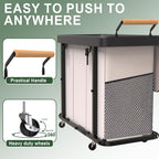 230L (60 Gal) Extra Large Fashion Laundry Sorter 3 Section with Lid, Rolling Laundry Basket Hamper with Handle, Laundry Organizer Storage Cart with Sturdy Metal Frame for Laundry Room, Hotel, White