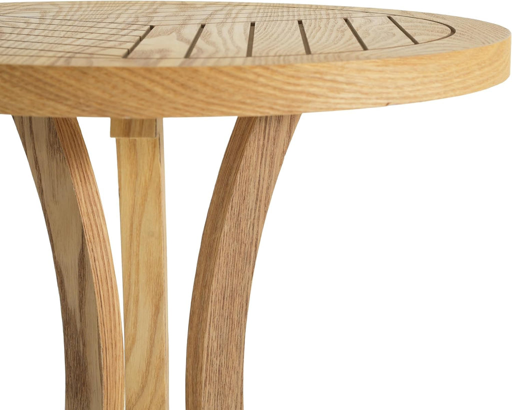 Christopher Knight Home Isele Wood Accent Table with Round Slatted Top Design, Small Side Table with Unique Curved Base, Modern End Table for Living Room/Bedroom/Small Spaces, Natural