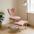 Ergonomic Meditation Chair with Lumbar Support, 360° Swivel Base and Adjustable Seat Cushion, Pink Velvet Upholstered for Yoga or Office, 300 lb Capacity
