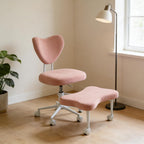 Ergonomic Meditation Chair with Lumbar Support, 360° Swivel Base and Adjustable Seat Cushion, Pink Velvet Upholstered for Yoga or Office, 300 lb Capacity