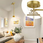 Pendant Lights Kitchen Island, Modern Gold Hanging Light Fixture with Glass Shade, Hardwired Adjustable Metal Rod for Dining Room, Entryway (2, Gold)
