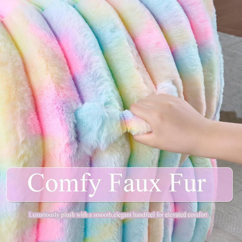 Giant Plush Bean Bag Chair for Adults with Armrests,Oversized Comfy Beanbag Lounge Lazy Floor Sofa Chair for Game Room,Living Room,Bedroom,Ultra Soft Mini Couch-Rainbow