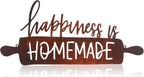 Funrous Kitchen Wall Art Decor Happiness Is Homemade Metal Sign Rustic Farmhouse Kitchen Decor Hanging Decorative Signs and Plaques for Home Dining Garden Room 13.8 x 6.3 Inch(Brown)