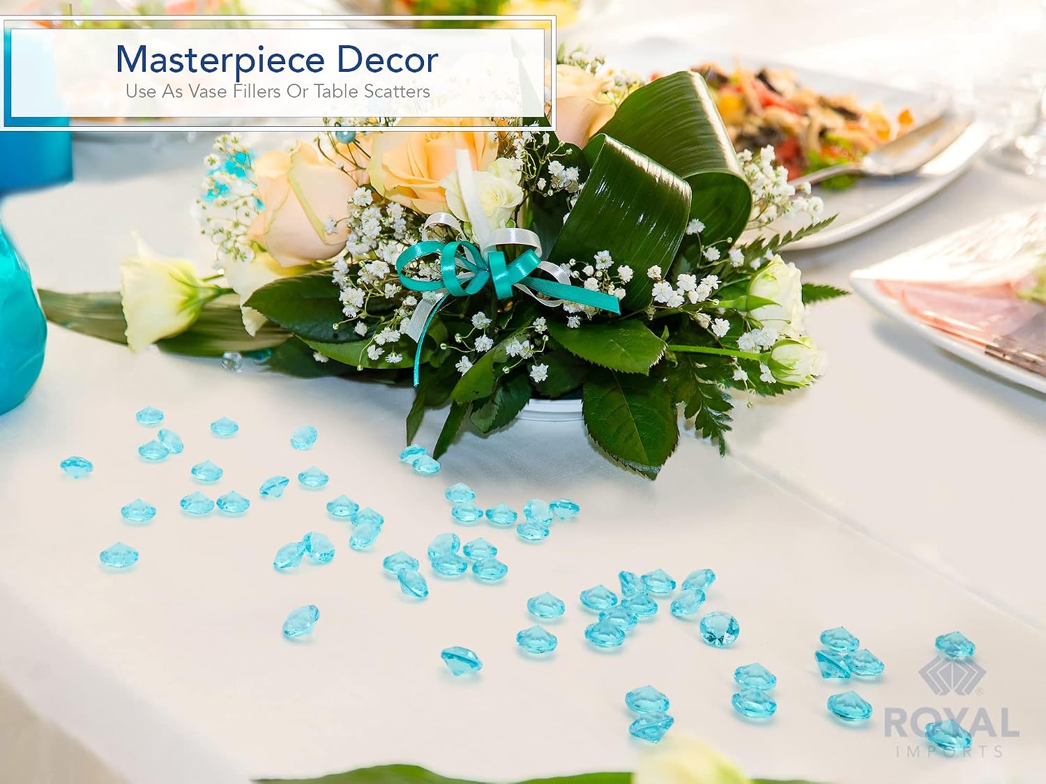 Royal Imports Acrylic Diamonds Gemstones, Crystals Rocks, Vase Fillers Party Table Scatter Wedding Banquet Event Party Crafts - 3 LBS (approx 450 gems) - Green