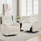 Swivel Nursery Rocker Recliner for Nursery, 360° Swivel Glider Recliner, Manual Rocking Recliner Chairs with Pockets and Large Arms for Living Room, White Corduroy