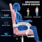 Gaming Chair with Massage Ergonomic Computer Chair with Footrest and Lumbar Support Reclining PC Game Chair for Boys with Adjustable Armrest and Headrest Pink