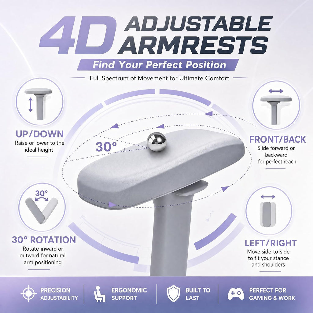 Gaming Chair 4D Adjustable Armrests - 170° Reclining & 320lb Capacity, High Back Ergonomic Computer Chair with Lumbar Support, Fabric Office Chair for Adults Pink