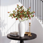 6 Pcs Artificial Red Berry Stems Branches, 26 in Faux Raspberry Stem Realistic Long Stems Flowers Bouquet Spray Picks for Fall Tall Vase Indoor Home Table Wedding Party Decor