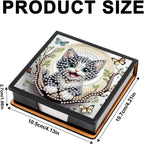 Cat Diamond Painting Kit Note Box,Memo Paper Storage Box Diamond Art,Sticky Note Holder Diamond Art,Diamond Painting Memo Pad For Office Desk. (Cat)