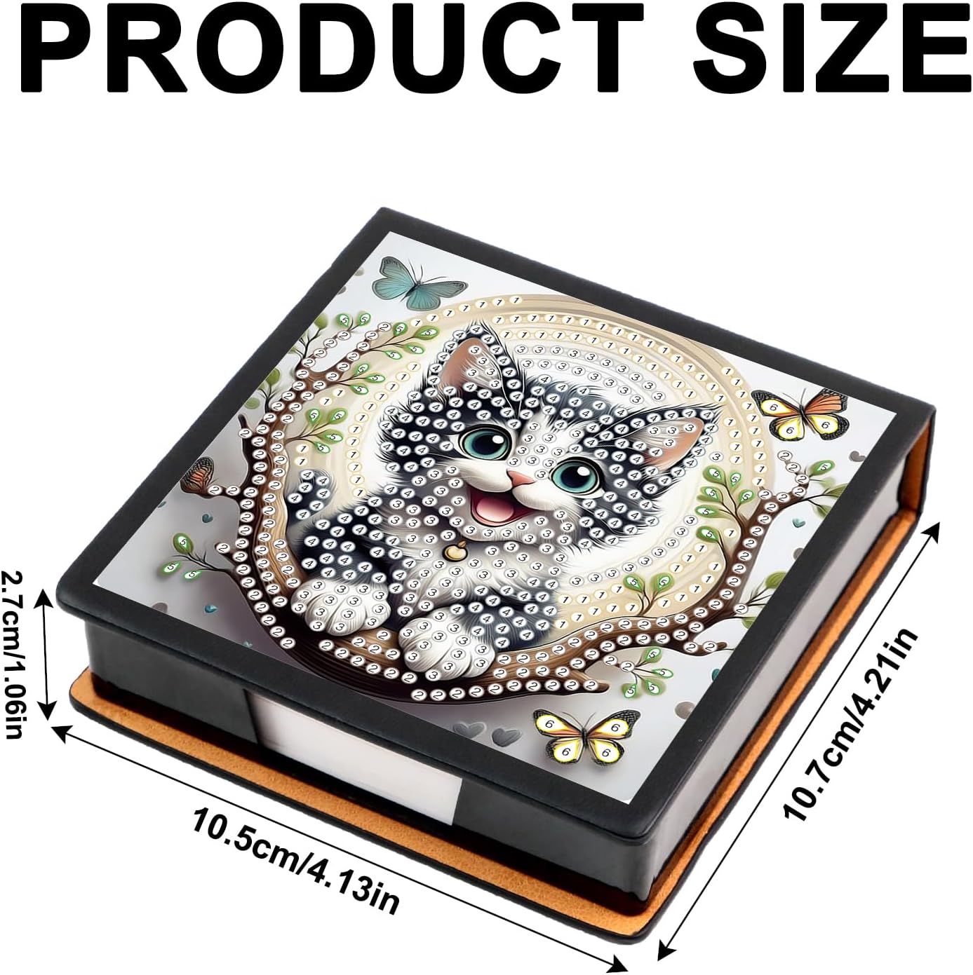 Cat Diamond Painting Kit Note Box,Memo Paper Storage Box Diamond Art,Sticky Note Holder Diamond Art,Diamond Painting Memo Pad For Office Desk. (Cat)