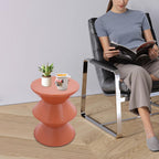 17.7 inch Modern Round Side Table Creative Round End Table, Pedestal Circle Accent Tables Geometric Coffee Table Hourglass Shaped Sofa Stool for Living Room Bedroom Office Apartment Yards, Orange