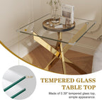 Glass End Table, Square Side Table with Tempered Glass Top & Gold Metal Legs, Modern Living Room Accent Table for Small Space, Bedroom, Apartment, Easy to Assemble