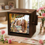 Custom Flip Photo Book, Personalized 8 or 16 Photo Flip Box Frame Animation Machine, Custom Hand-crank Flipbook Box Album with Light, Music, Gifts for Mothers Day Birthday (Walnut)