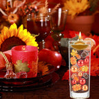 132Pcs Fall Vase Filler Faux Bead Pumpkin Maple Leaves Acorns Thanksgiving Vase Fillers for Centerpieces Thanksgiving Fall Table Party Decoration