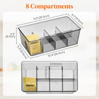 Lifewit Tea Bag Organizer with lids, Plastic Teabag Box with 16 Compartments, Stackable Divided Storage Containers for Cabinet, Pantry, Countertop, Sugar Packets, Black, 29 cm/11.5 inch L, 2 Pack