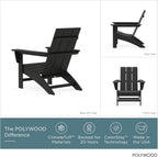 POLYWOOD Modern Adirondack Chair – All-Weather Outdoor Lawn Adirondack Chairs – HDPE, Fade-Resistant & Durable Outdoor Furniture – For Patio, Deck & Fire Pit Chairs – Black