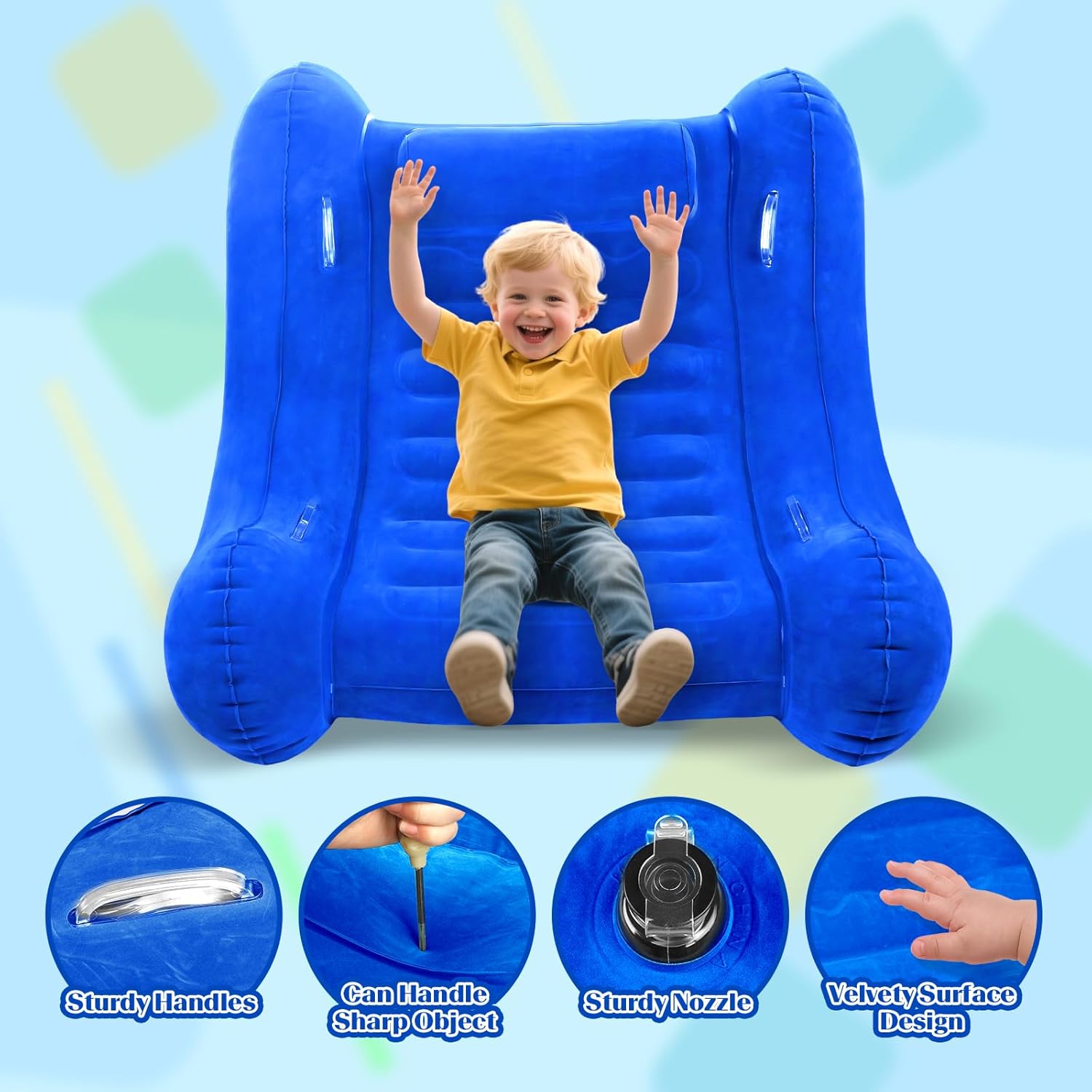 Sensory Rocker Chair for Kids, 42” x 42” x 46” Air Cloud Rocker, Inflatable Sensory Chair for Child with Autistic & ADHD, Indoor/Outdoor Toddler Rocking Chair-Includes Electric Air Pump