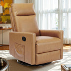 Swivel Rocker Recliner Chair, 360 Degree Glider with High Backrest & Padded Armrests, Manual Rocking Recliner for Nursery, Living Room, Bedroom, Small Spaces, Grey