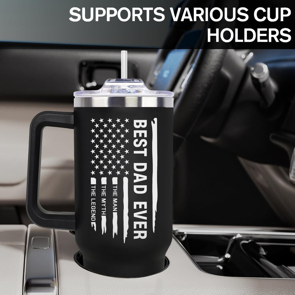 LHSCVUFASC Fathers Day Gift for Dad from Daughter, Son - Birthday Christmas Tumbler Gifts for Husband Dad - Best Ever Dads Gifts Ideas for New Daddy - 40 Oz Stainless Steel Tumbler Coffee Cup