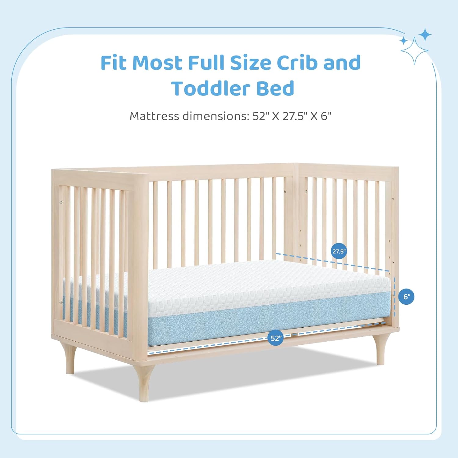 Dourxi Crib Mattress, Dual Firmness Soft & Firm Memory Foam Toddler Mattress, 3-Layer Baby Mattresses with Breathable Washable Cover, CertiPUR-US Certified, 52" x 27.5" x 6" for Crib and Toddler Bed