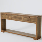 LITTLE TREE Long Entryway Table with 3 Drawers, 70 Inches Farmhouse Console Table for Entry, Behind Sofa, Foyer, Hallway, Behind Couch, Entrance with 2-Tier Storage Shelves, Rustic Brown