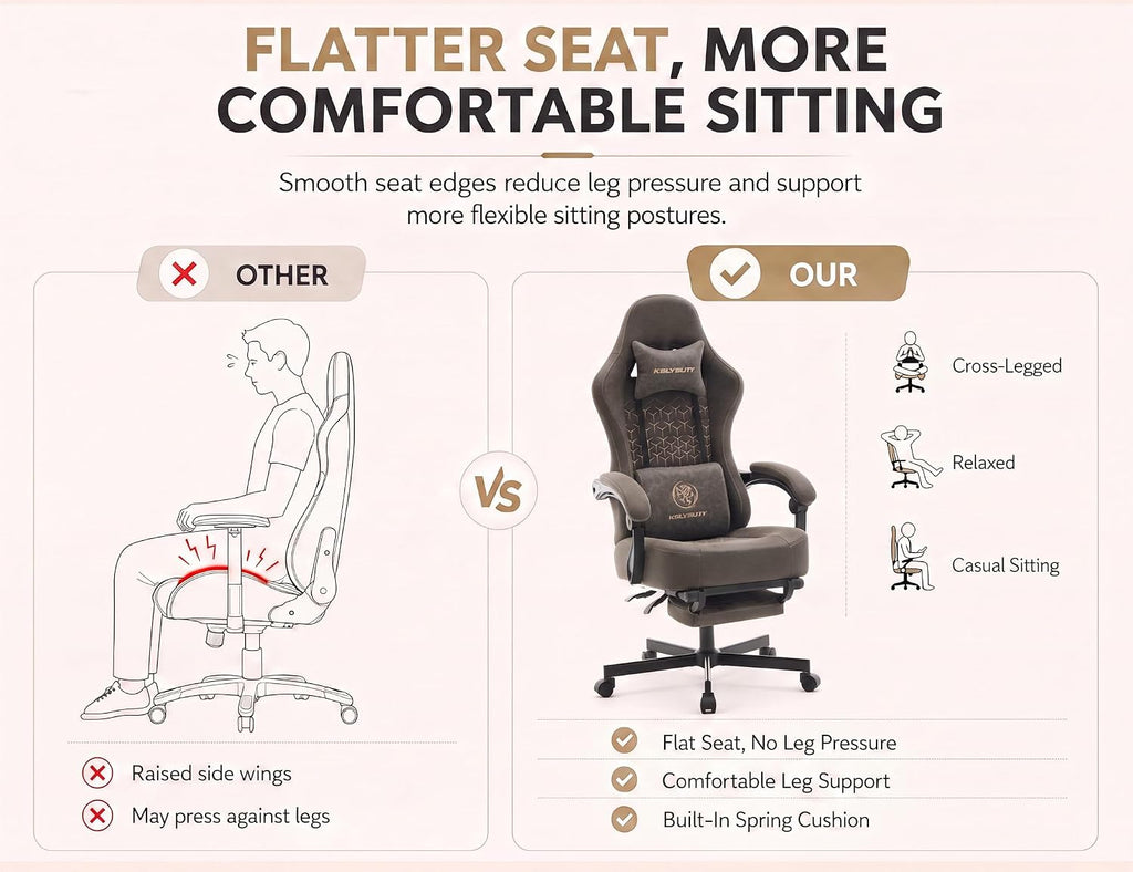 Office Desk Computer Gaming Chair for Adults, Ergonomic High Back Gamer Chair with Massage and Pocket Spring Cushion, Swivel Comfy Video Game Chairs with Footrest and Lumbar Support (Pro Grey)
