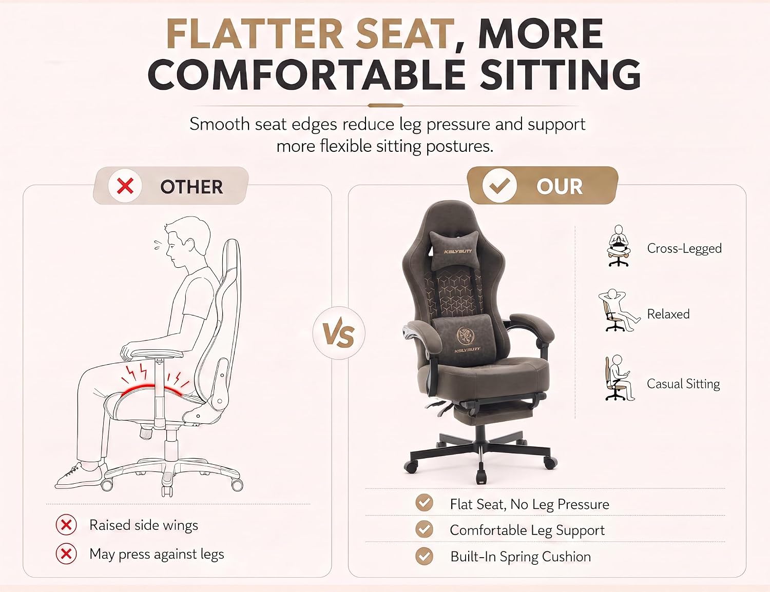 Office Desk Computer Gaming Chair for Adults, Ergonomic High Back Gamer Chair with Massage and Pocket Spring Cushion, Swivel Comfy Video Game Chairs with Footrest and Lumbar Support (Pro Grey)