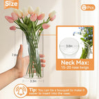 12 Cylinder Glass Vases 7.8" H, Tall Clear Hurricane Flower Vase Bulk for Weddings, Floating Candles, Table Decor, Events, Home Decoration