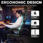 N-GEN GAMING Gaming Chair Big and Tall Computer Heavy Duty Office Desk Chair with Footrest Ergonomic Lumbar Support High Back Recliner for Adults (Dark Black)