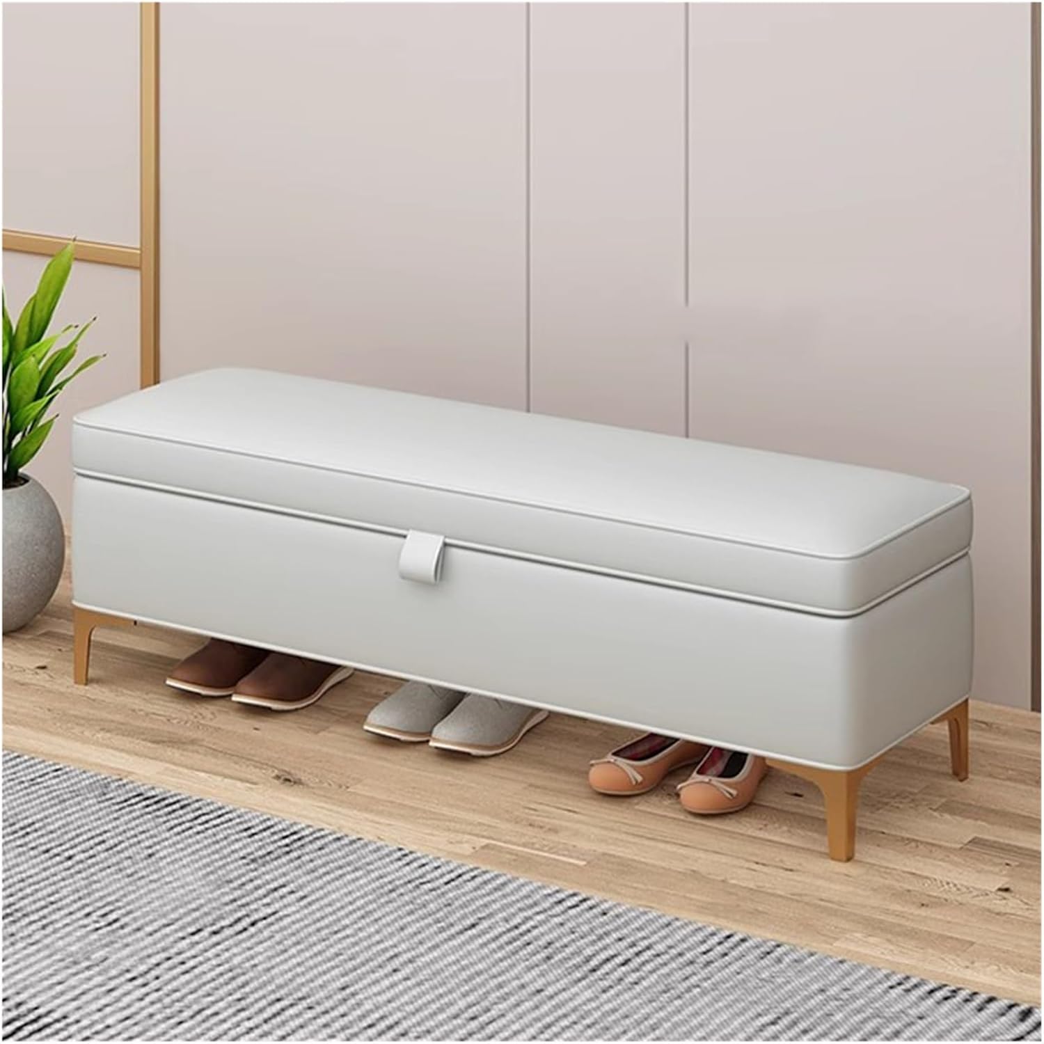 Benches Garden Bench Outdoor Patio Seating Backless Park Chair Lawn Path Slatted Seats,Modern Faux Leather Storage Ottoman Bench - Multi-Functional Rectangular Footrest & Coffee Table for Li