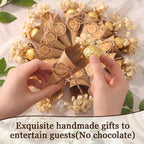 Unittype 24 Pcs Wedding Chocolate Mini Dried Flower Cones Holder Bulk Dried Flowers Bundle with Kraft Paper Cone, Wedding Graduation Baby Shower Flowers Party Favors for Guests DIY Crafts Gifts
