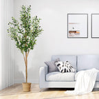 6ft Faux Olive Tree, Artificial Olive Tree Indoor, High Imitation Silk Plant Fake Olive Tree with Realistic Leaves and Fruits, Suitable for Home Living Room Office Decoration