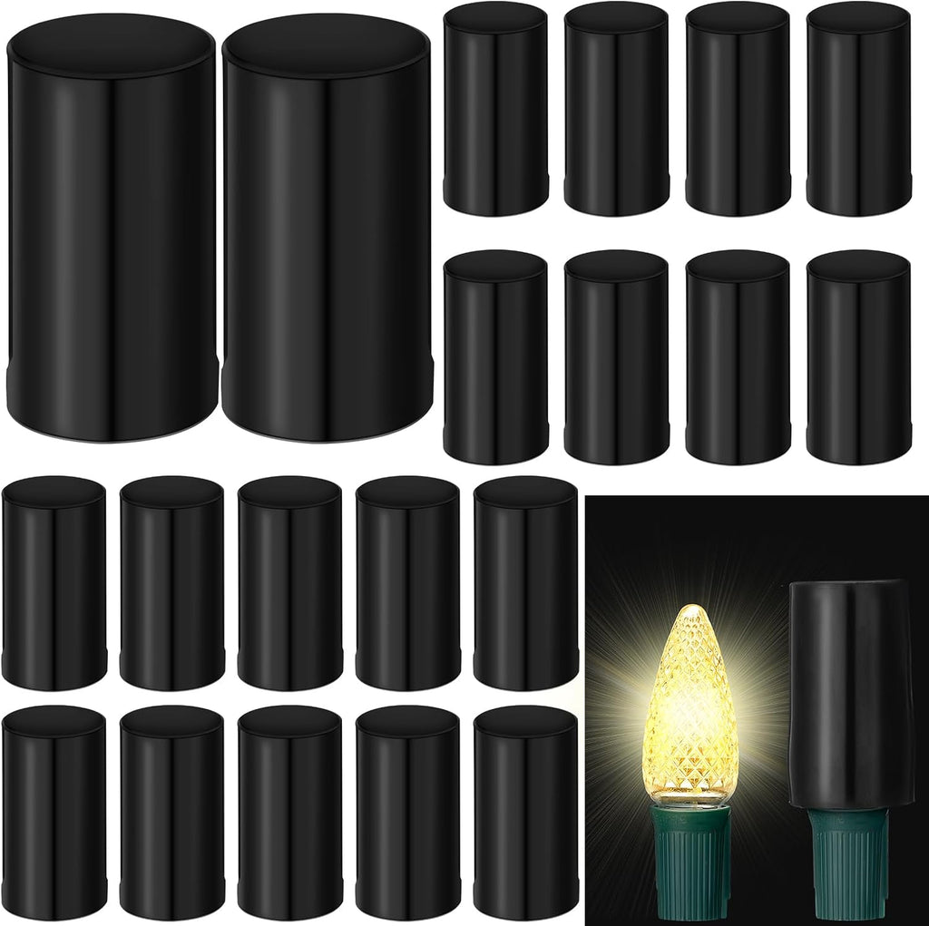 Cinnvoice 20 Pcs No Glow Christmas Bulbs Light Caps Compatible with C9 LED String Lights Rubber String Lights Caps Soft Christmas Blackout Light Cap Covers