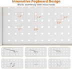 GOFLAME 4 Panel Pegboard Freestanding, 5.6 FT Display Stand with Solid Wood Frame, Foldable Privacy Screen, Room Separator, Display Board Organizer for Retail, Craft Show, White