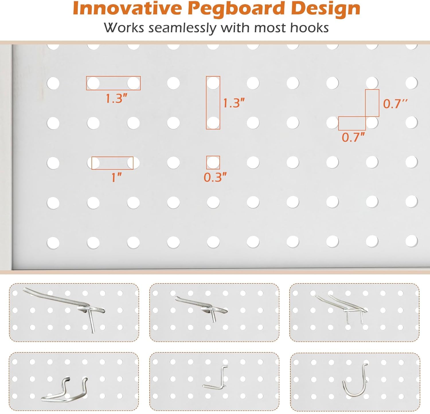 GOFLAME 4 Panel Pegboard Freestanding, 5.6 FT Display Stand with Solid Wood Frame, Foldable Privacy Screen, Room Separator, Display Board Organizer for Retail, Craft Show, White