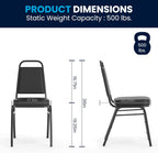 Flash Furniture Hercules Set of 4 Trapezoidal Vinyl Stacking Chairs, Commercial Stackable Chairs with Padded Seats and Backs, Black