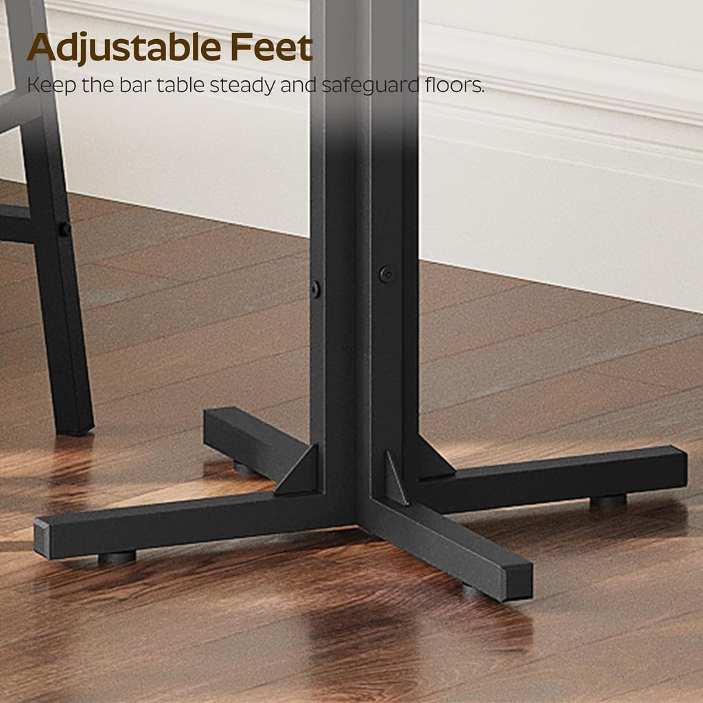 YATINEY Round Bar Table Set of 2, Counter Height Pub Table, Bar Height Cocktail Table, Versatile Use, for Dining Room, Kitchen, Bar, Pub, Cafe, Rustic Brown and Black BT10L2BR