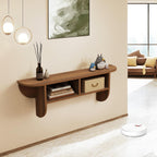 Floating Solid Wood Console Table, 32'' Wall Mounted Narrow Entryway Table with Storage Shelf, Modern Couch Table Small Entry Way Tables for Entryway, Front Hall, Hallway (Walnut, 31.5IN)