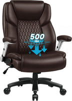 LEMBERI 500lbs Big and Tall Office Chair, Heavy Duty Executive Chair, High Back Desk Chair, Adjustable Lumbar Support, Pocket Spring Cushion, for Heavy People (Brown)