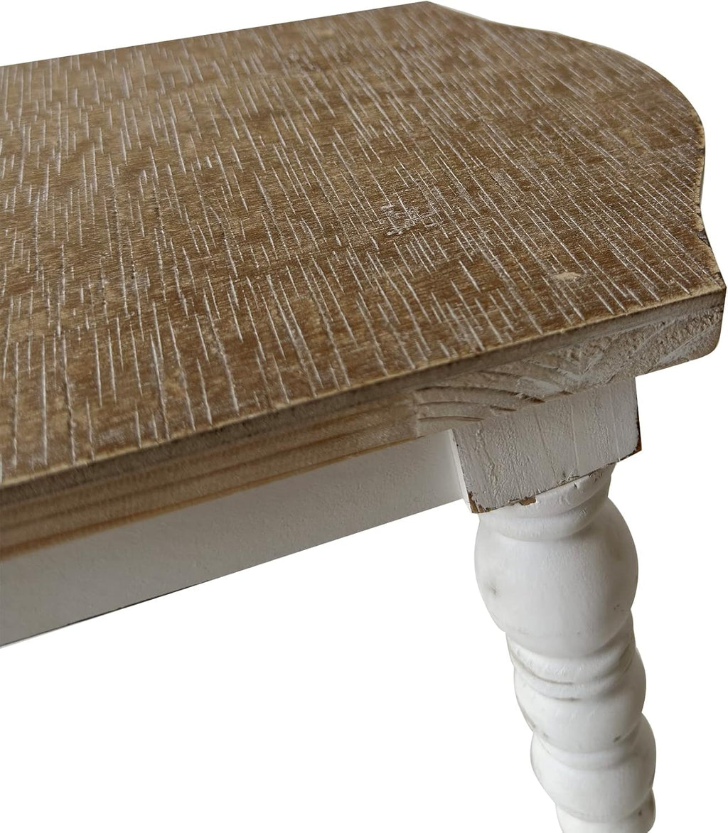 dwellington Wooden Bathroom Farmhouse Step Stool, Wood Foot Stool for Adults Kids, Bedside Step Plant Stand for Kitchen