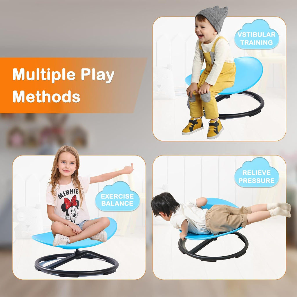 Sensory Spinning Chair for Autistic Kids，Sensory Swivel Chair，Sit and Spin Toy for Balance and Coordination, Spinning Autism Seat & ADHD Children, Indoor & Outdoor Play for Ages 3+（Blue）