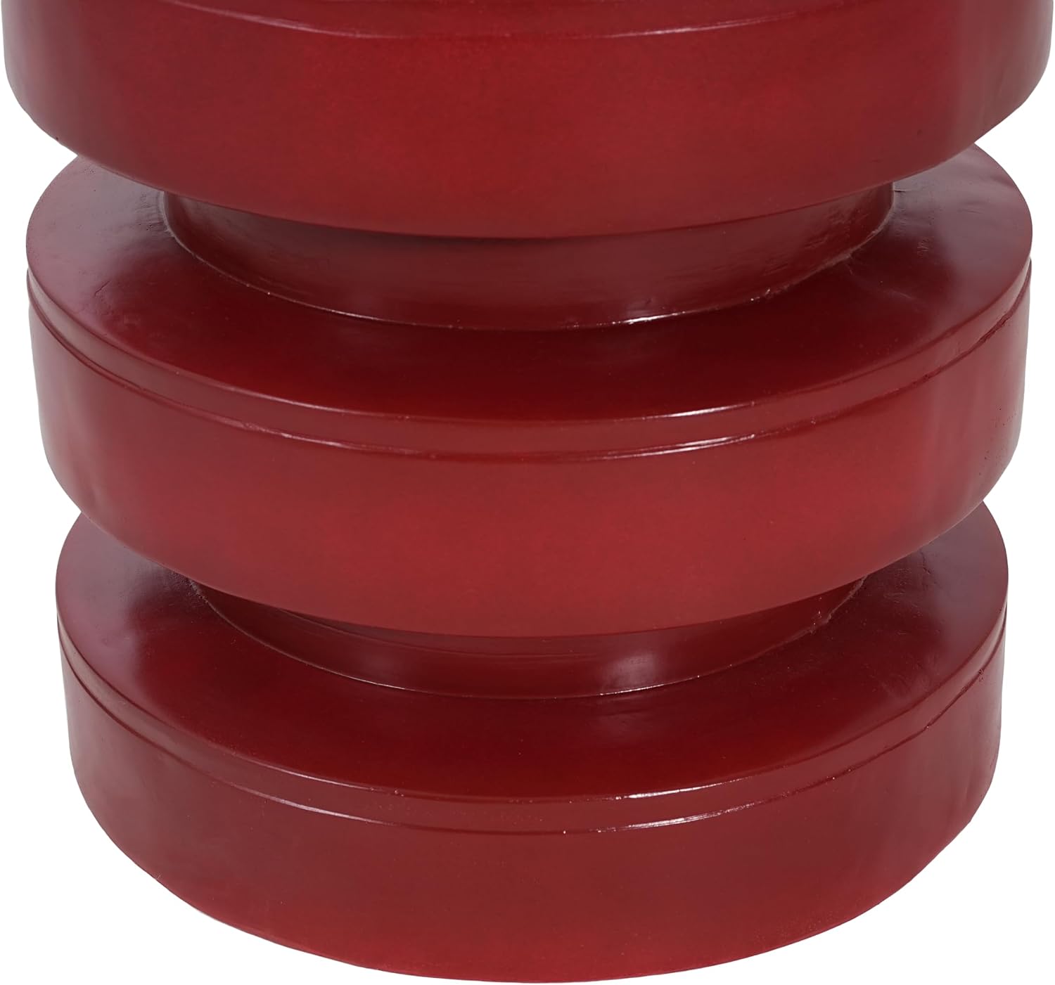 14.2" W Round End Table with 3-Tier Design, Modern MGO Side Table for Indoor Outdoor, Patio Balcony Living Room Accent Furniture, Red Color